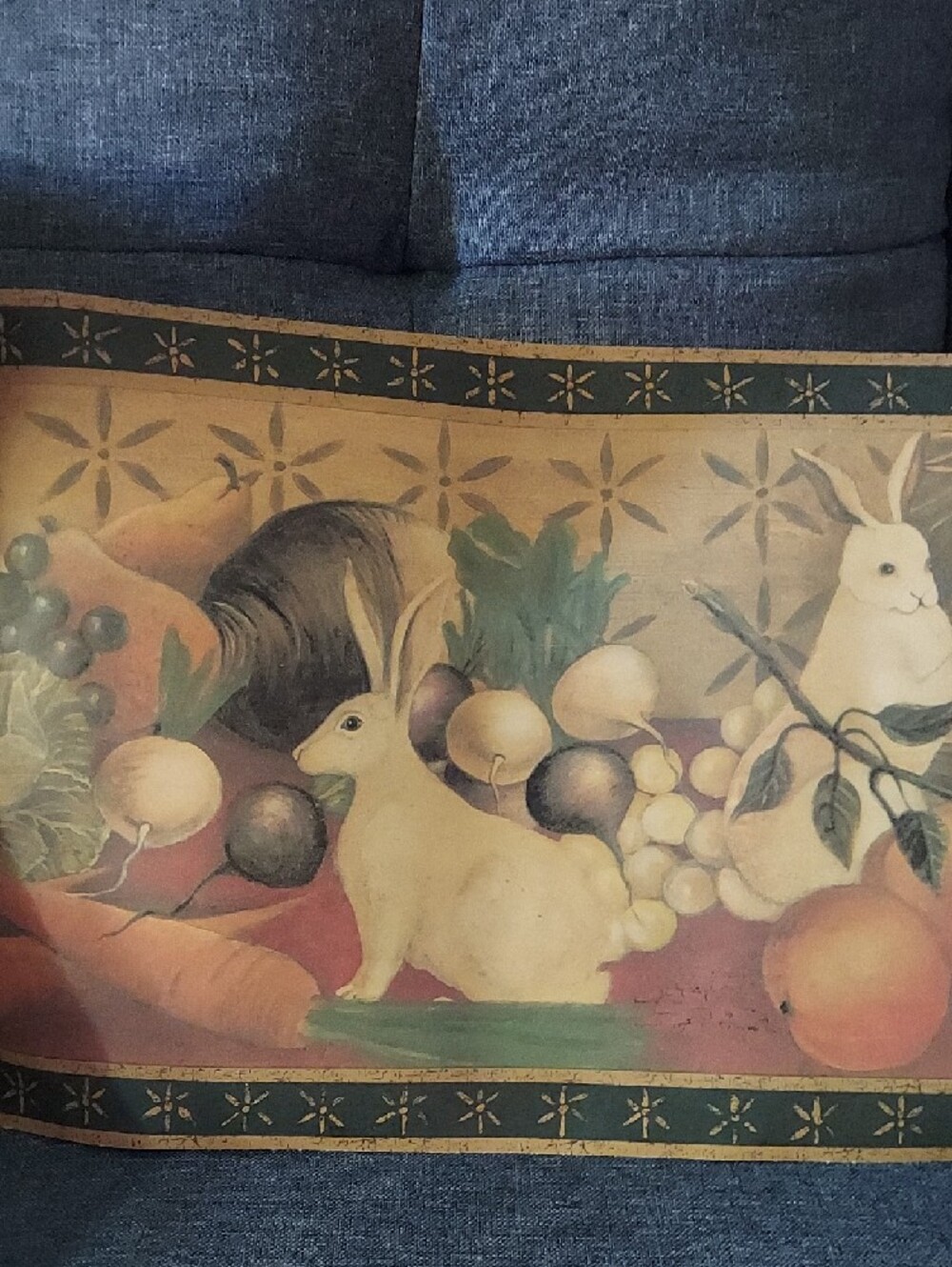 Rabbit & Fruit Vintage Style Wall Art Print - Pastel Neutrals - Picture 2 of 6